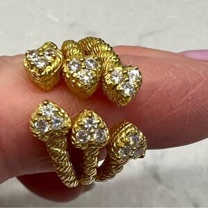 Judith Ripka Sterling Silver & 14K Gold Clad Diamonique Hearts Ring